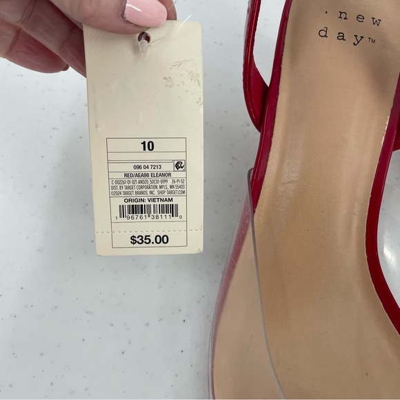 NWT A New Day Eleanor Heart Slingback Kitten Heels Red Patent Clear Shoes - Picture 4 of 8
